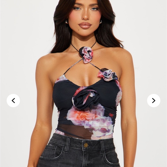 Fashion Nova floral feeling mesh bodysuit black/combo - Picture 3 of 5